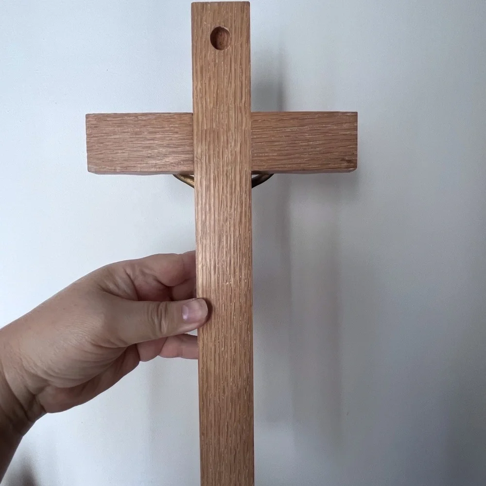 Crucifix Wall Cross, Handmade Catholic Wooden Cross with Jesus Christ for Wall